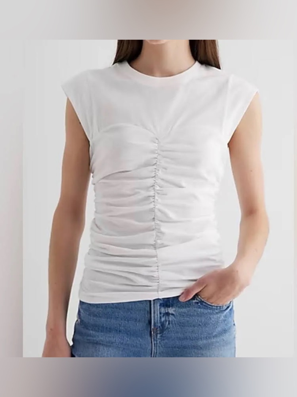 Express White Ruched Tank Top - Picture 2 of 5